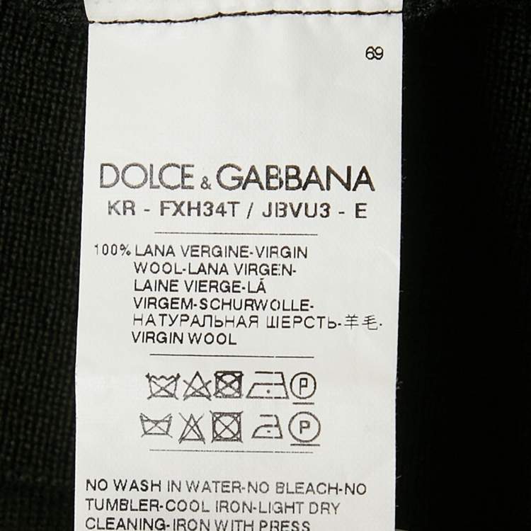Pre Owned Dolce & Gabbana Black DG Intarsia Knit Sleeveless Top XL