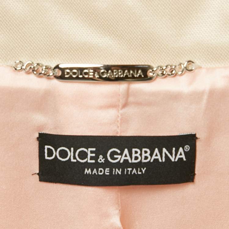 Pre Owned Dolce & Gabbana Beige Silk Double Breasted Trench Coat M