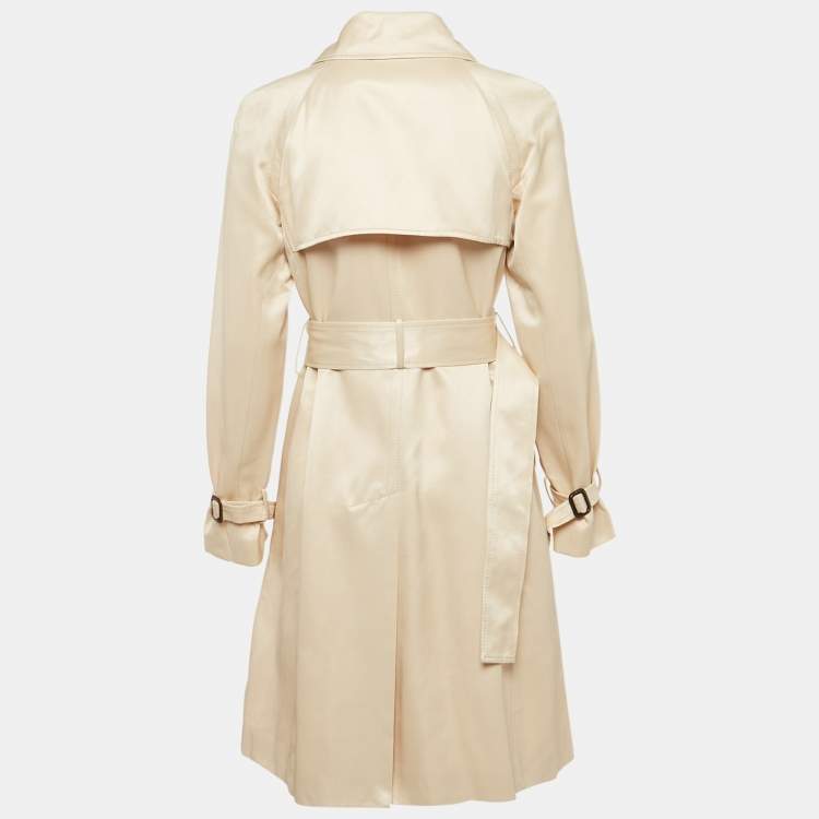 Pre Owned Dolce & Gabbana Beige Silk Double Breasted Trench Coat M