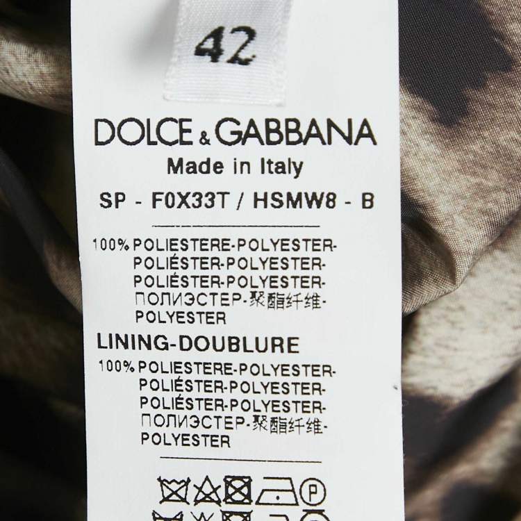 Pre Owned Dolce & Gabbana Brown/Beige Leopard Print Synthetic Button Front Long Coat M