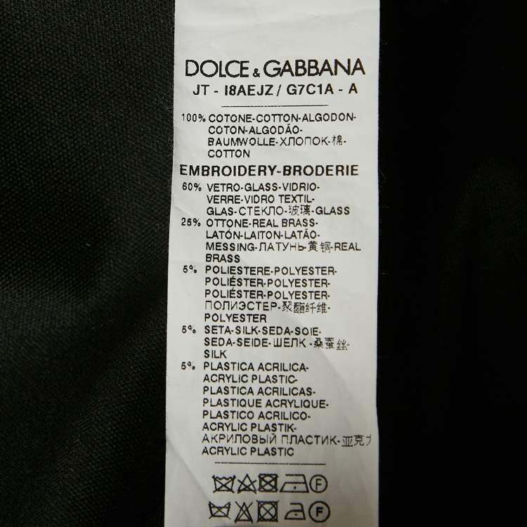 Pre Owned Dolce & Gabbana Black Logo Embellished Jersey T-Shirt M
