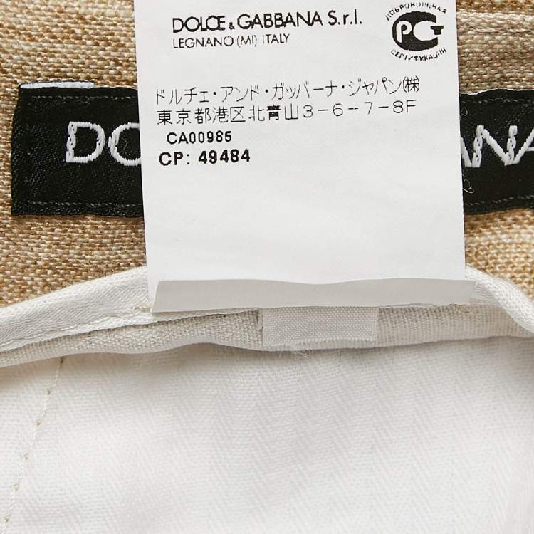 Pre Owned Dolce & Gabbana Beige Printed Linen Pleated Trousers XL