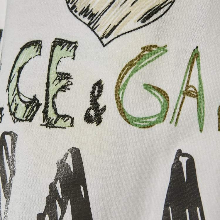 Pre Owned Dolce & Gabbana White Printed Jersey Sleeveless T-Shirt M