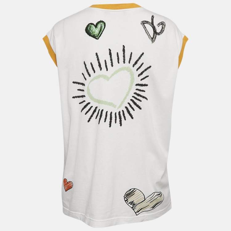 Pre Owned Dolce & Gabbana White Printed Jersey Sleeveless T-Shirt M