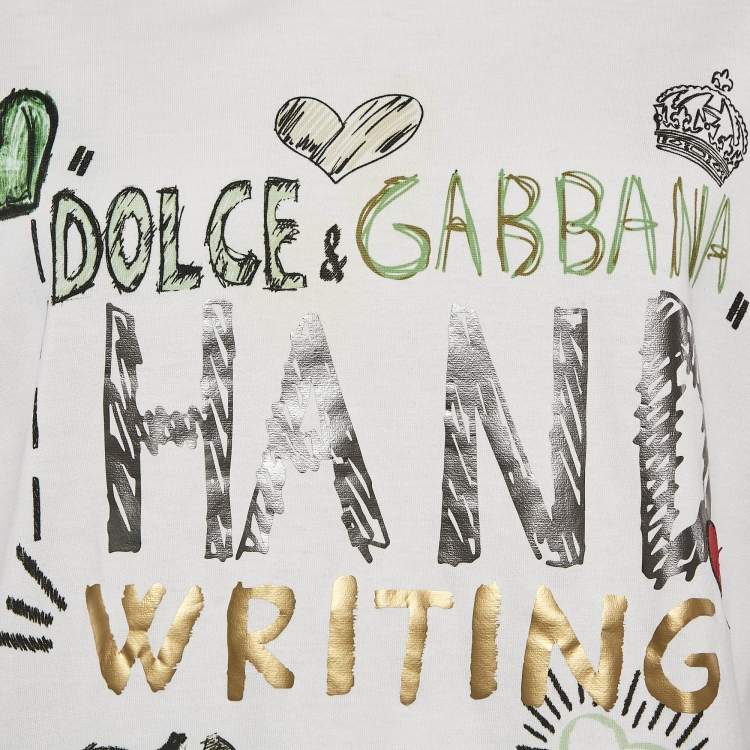 Pre Owned Dolce & Gabbana White Printed Jersey Sleeveless T-Shirt M