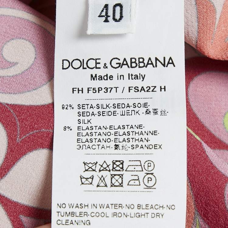 Pre Owned Dolce & Gabbana Pink Floral Print Silk Shirt and Trousers Set S