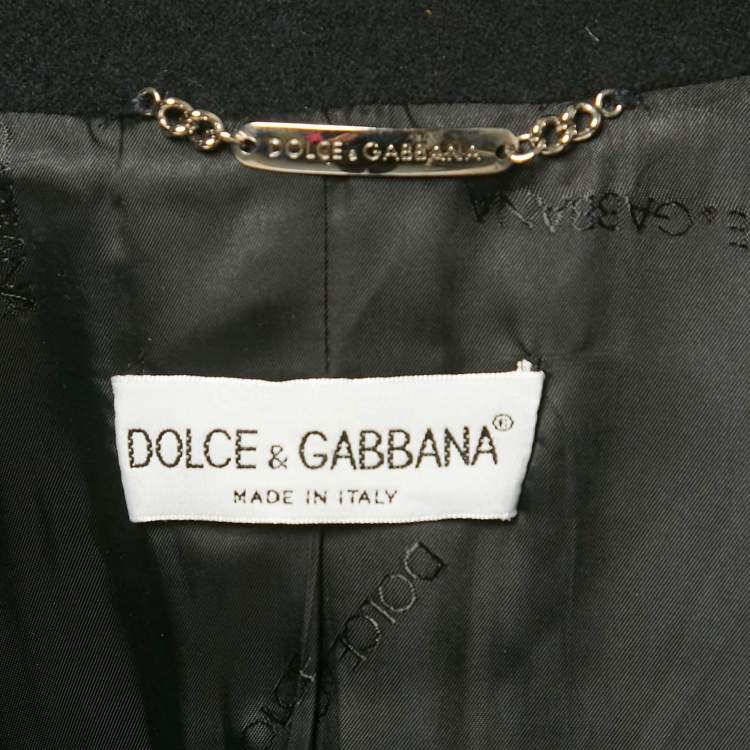 Pre Owned Dolce & Gabbana Vintage Black Felt Wool Jacket M 
