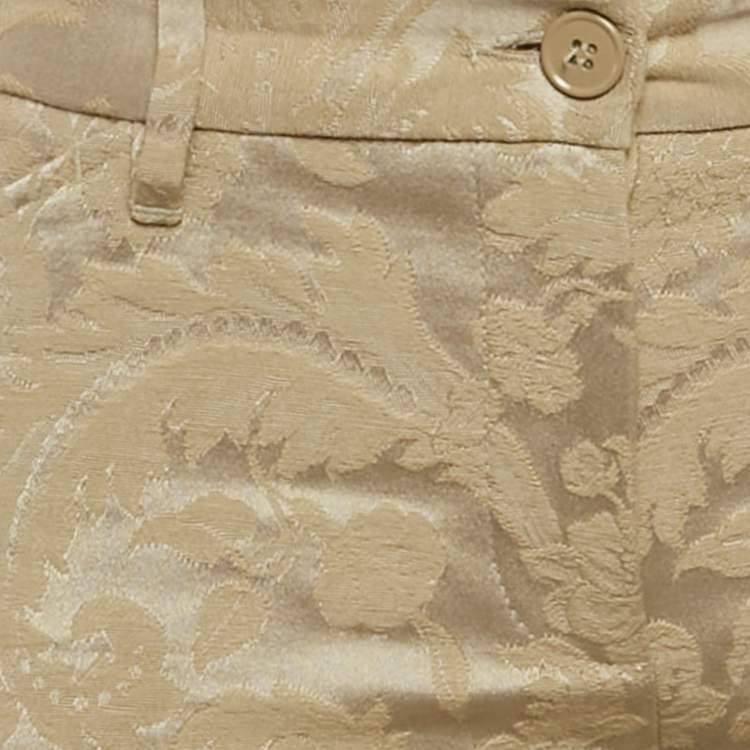 Pre Owned Dolce & Gabbana Beige Jacquard Wide Leg Pants S