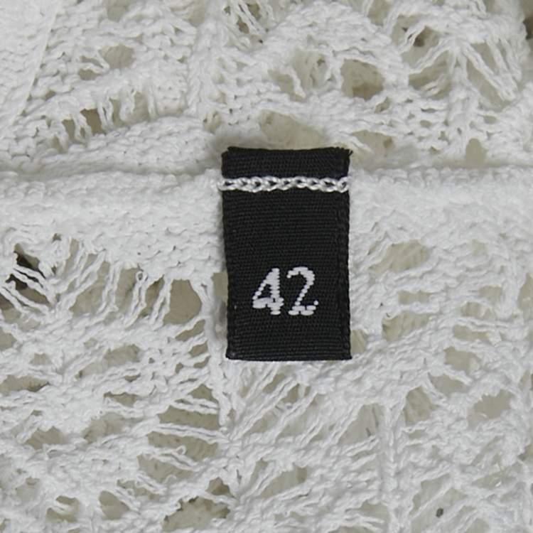 Pre Owned Dolce & Gabbana White Crochet Sleeveless Sheer Top S