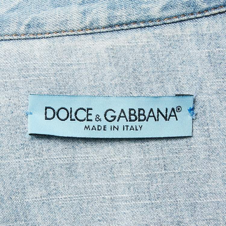 Pre Owned Dolce & Gabbana Blue Denim Stud and Trim Detail Cropped Jacket S
