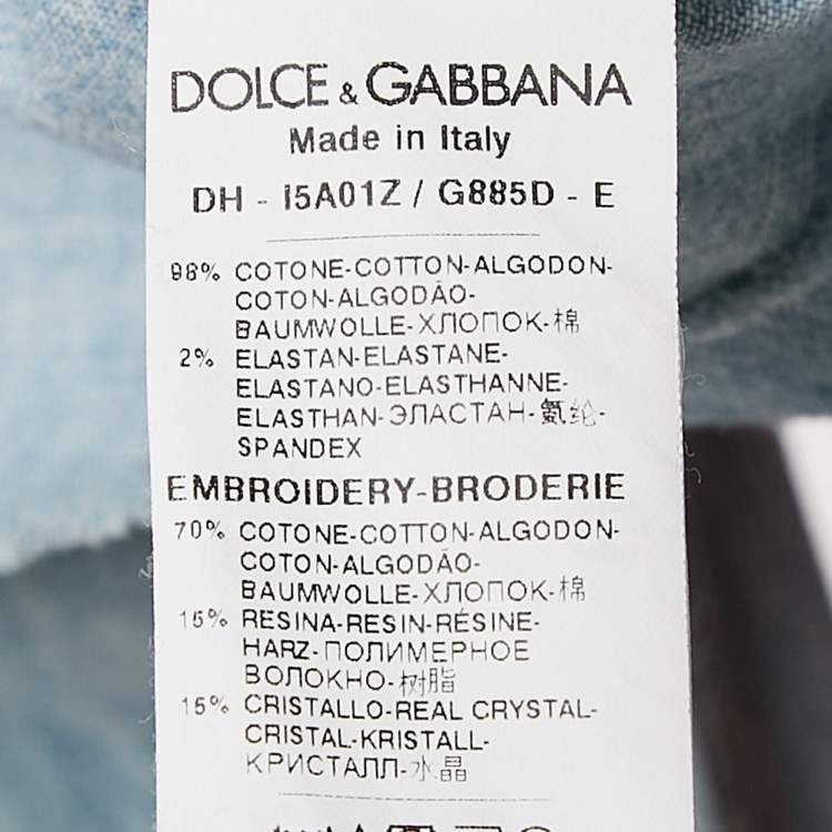 Pre Owned Dolce & Gabbana Blue Denim Stud and Trim Detail Cropped Jacket S