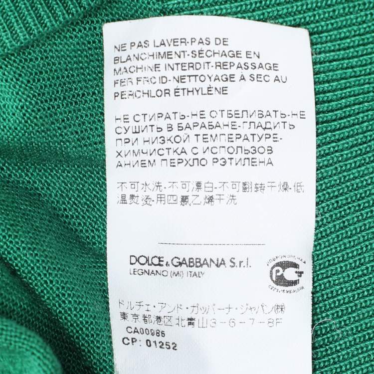 Pre Owned Dolce & Gabbana Green Silk Rib Knit Button Front Cropped Cardigan S