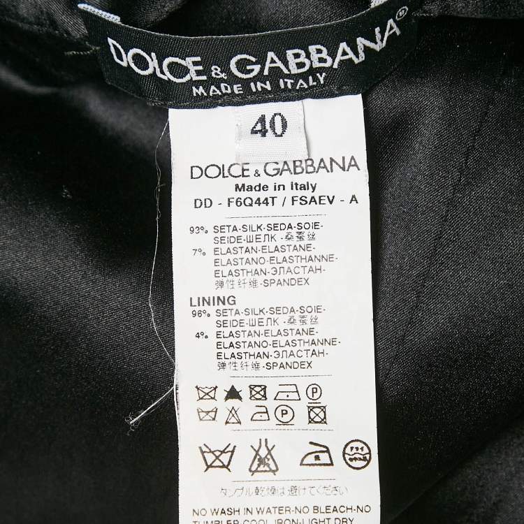 Pre Owned Dolce & Gabbana Black Polka Dot Silk Draped Sleeveless Short Dress S