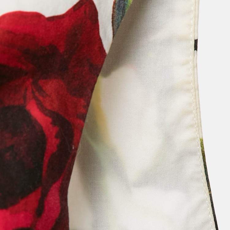 Pre Owned Dolce & Gabbana White Rose Print Sleeveless Mini Dress XS