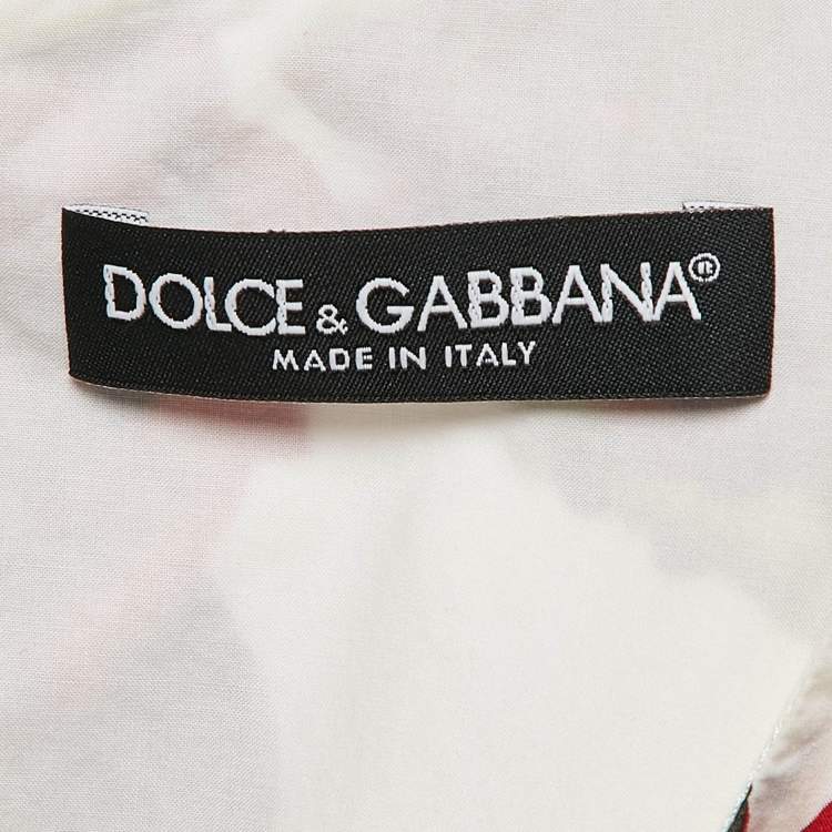 Pre Owned Dolce & Gabbana White Rose Print Sleeveless Mini Dress XS