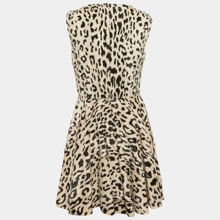Pre Owned Dolce & Gabbana Leopard Print Textured Cotton Sleeveless Mini Dress M