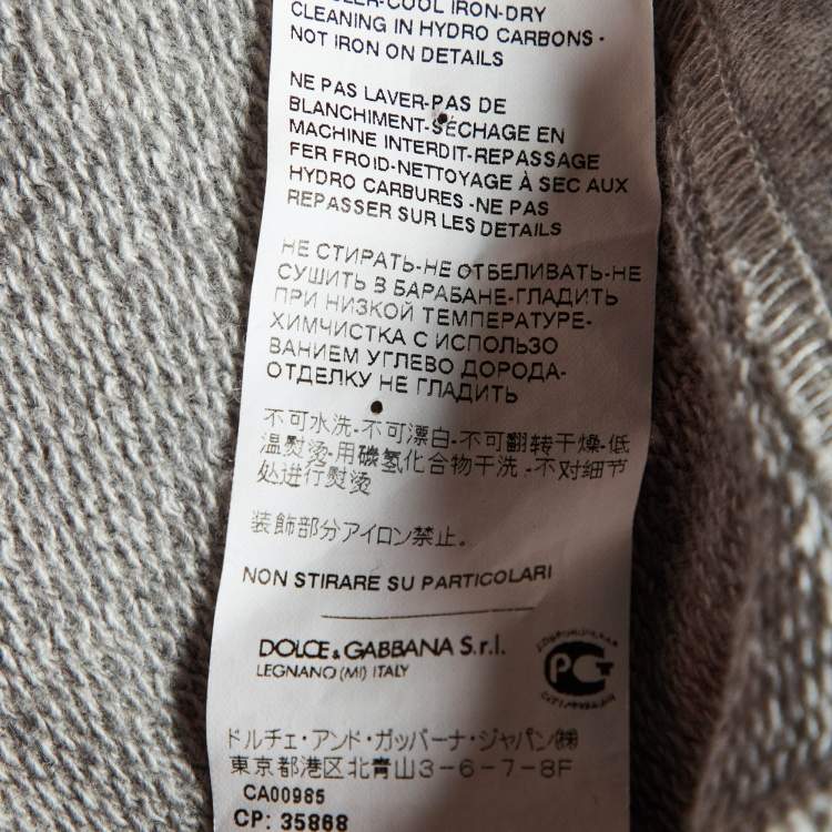 Pre Owned Dolce & Gabbana Grey Cotton Floral Appliqued Crew Neck Sweatshirt M
