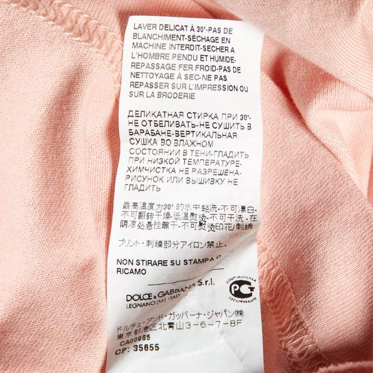 Pre Owned Dolce & Gabbana Pink Printed Cotton Crew Neck T-Shirt S