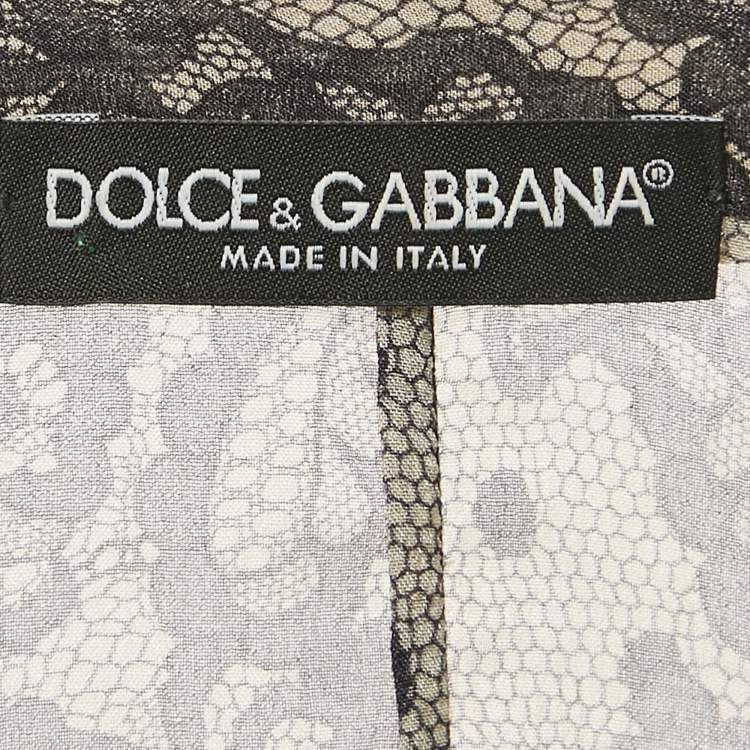 Pre Owned Dolce & Gabbana Cream Lace Print Silk Shirt S