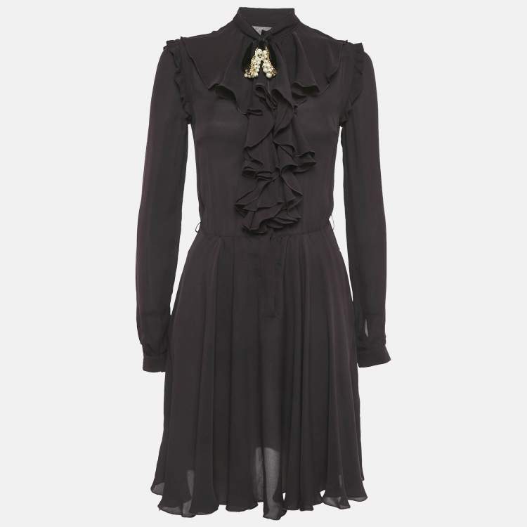 Pre Owned Dolce & Gabbana Purple Embellished Silk Mini Dress S