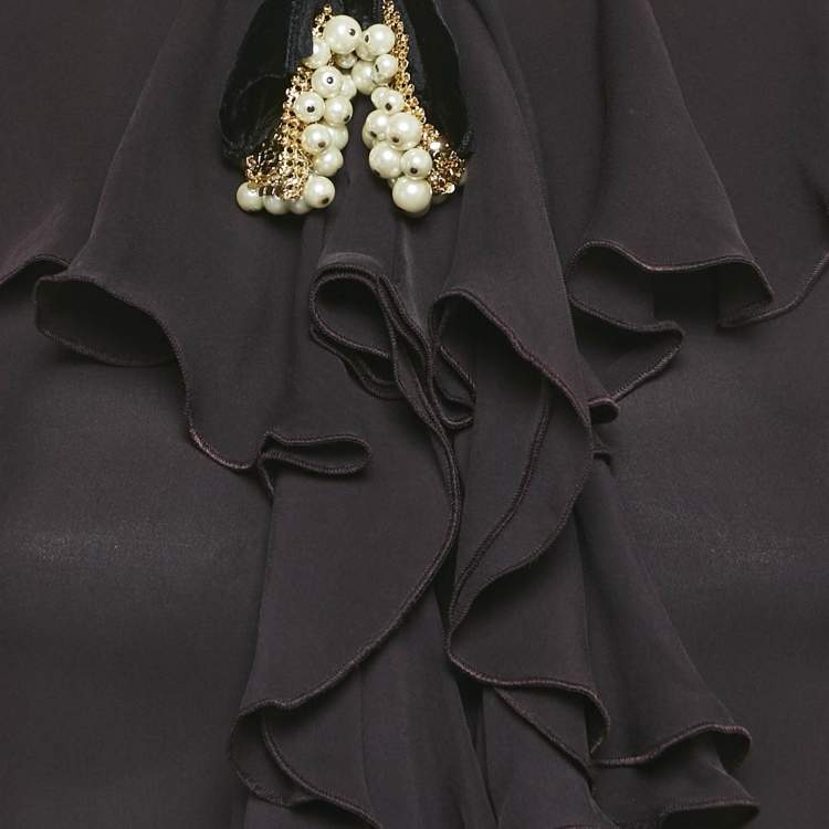 Pre Owned Dolce & Gabbana Purple Embellished Silk Mini Dress S