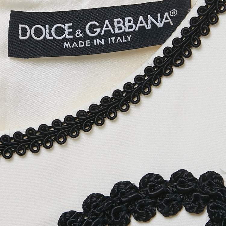 Pre Owned Dolce & Gabbana White Embroidered Crepe Mini Dress S