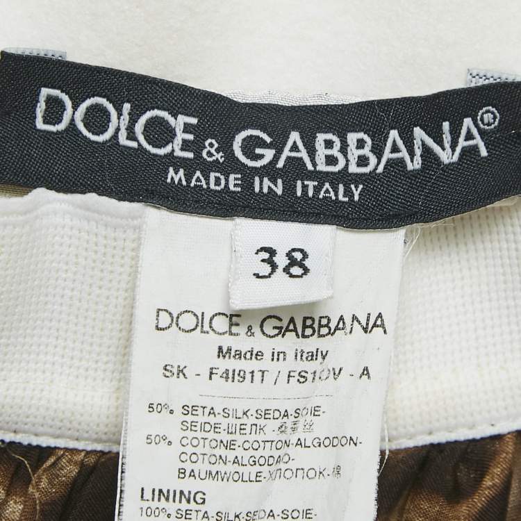 Pre Owned Dolce & Gabbana Brown Leopard Print Lace Trim Silk Mini Skirt S