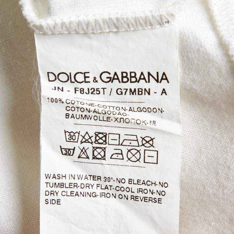 مملوكة مسبقًا Dolce & Gabbana White Printed Cotton Jersey Vest Top L