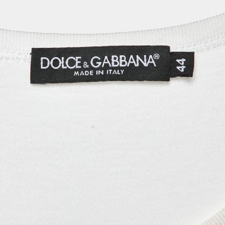 مملوكة مسبقًا Dolce & Gabbana White Printed Cotton Jersey Vest Top L