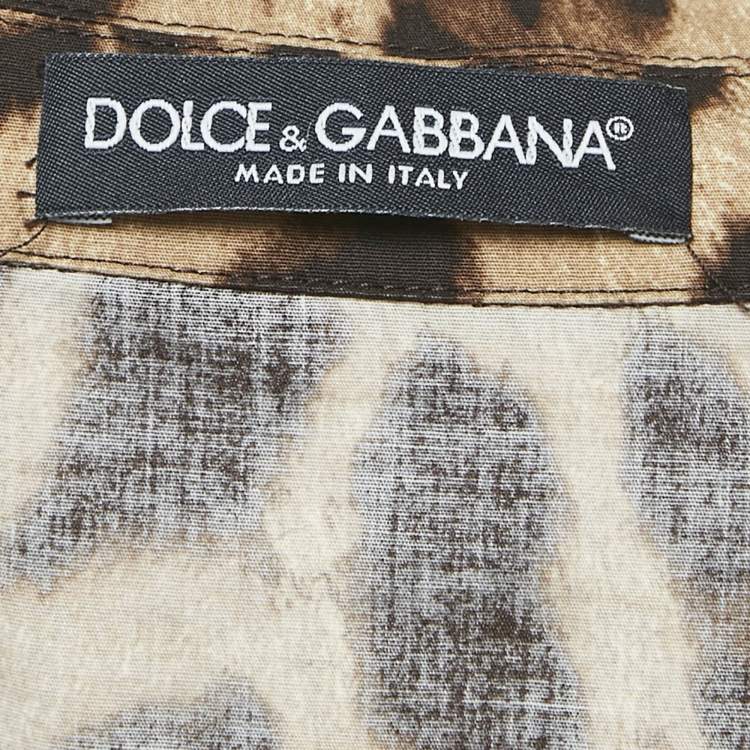 Pre Owned Dolce & Gabbana Brown Leopard Print Stretch Crepe Playsuit S