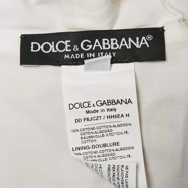 Pre Owned Dolce & Gabbana Yellow/White Majolica Print Poplin Halter Neck Midi Dress XS
