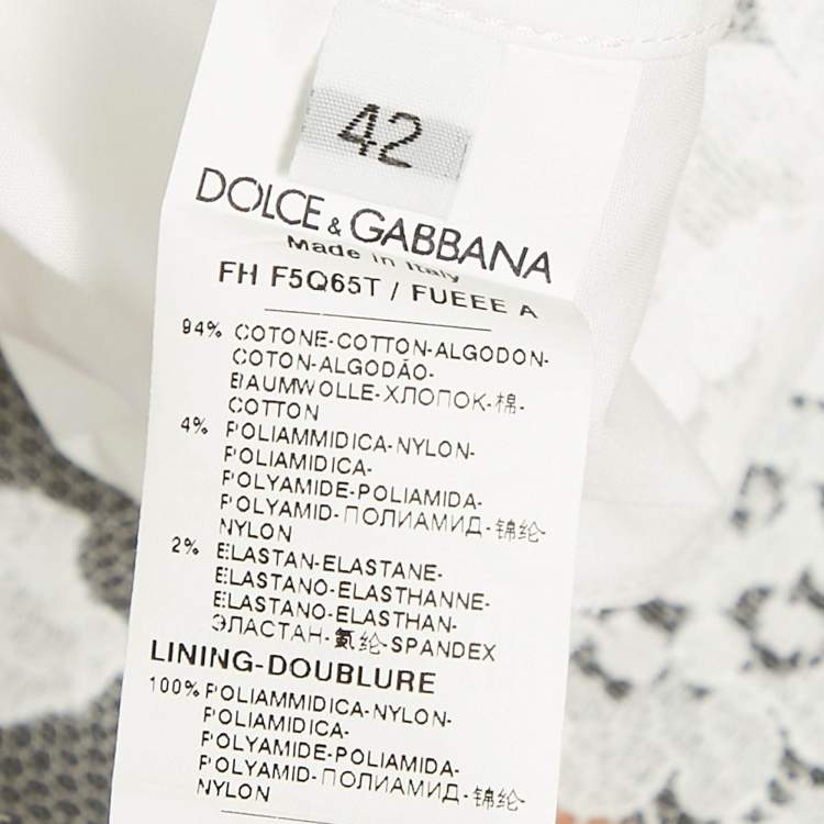 Pre Owned Dolce & Gabbana White Lace Trim Cotton Crop Shirt M