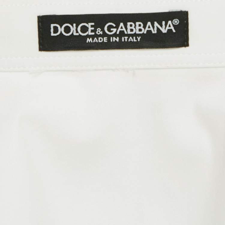 Pre Owned Dolce & Gabbana White Lace Trim Cotton Crop Shirt M