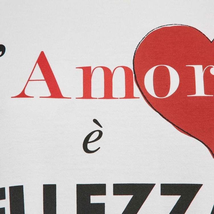 Pre Owned Dolce & Gabbana White Cotton L'Amore E Bellezza Printed Tank Top S 