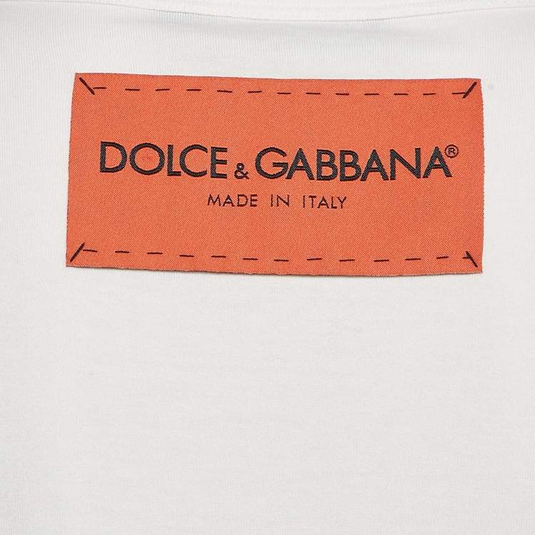Pre Owned Dolce & Gabbana White Cotton L'Amore E Bellezza Printed Tank Top S 