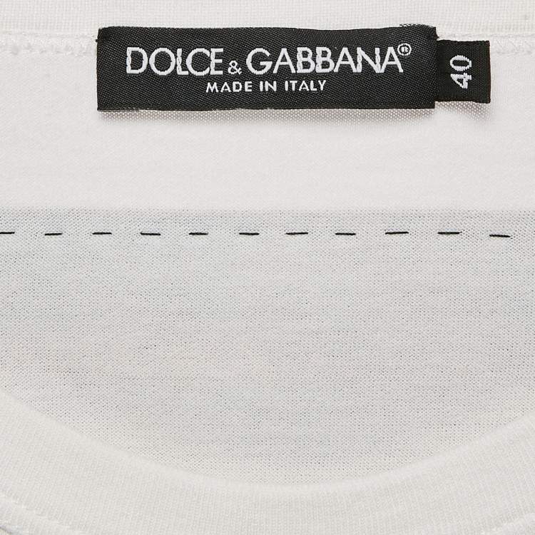 Pre Owned Dolce & Gabbana White Cotton L'Amore E Bellezza Printed Tank Top S 