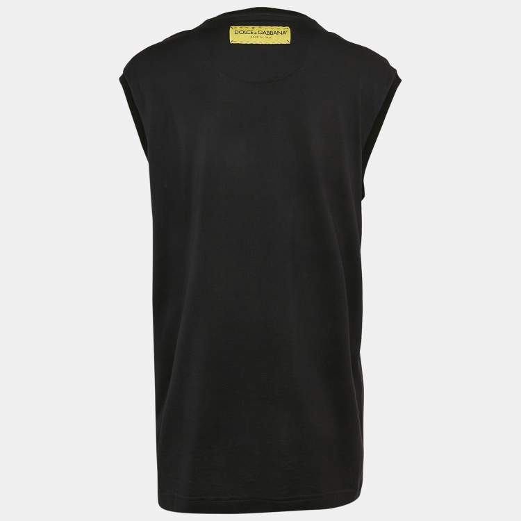 Pre Owned Dolce & Gabbana Black DGCOOL Print Jersey Sleeveless T-Shirt S