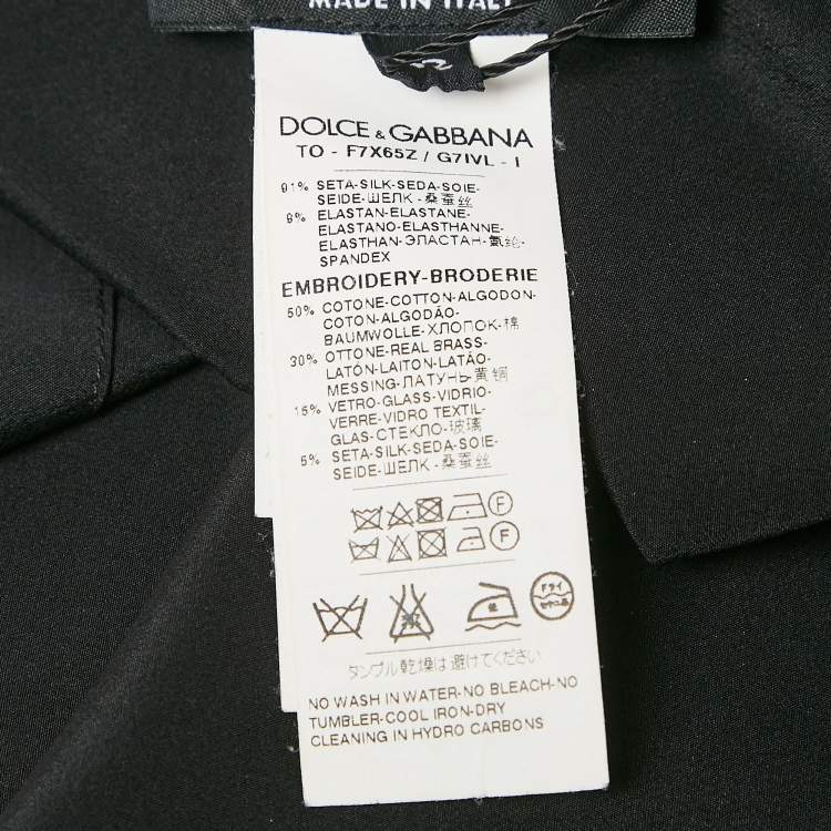 Pre Owned Dolce & Gabbana Black DG Family Applique Silk Sleeveless Top M