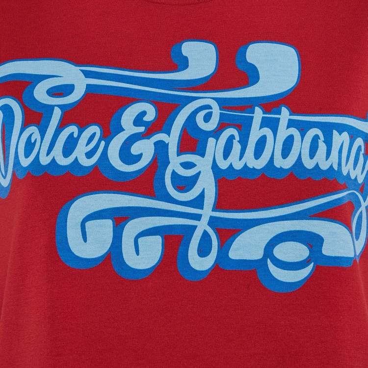 Pre Owned Dolce & Gabbana Red Printed Jersey Sleeveless T-Shirt S