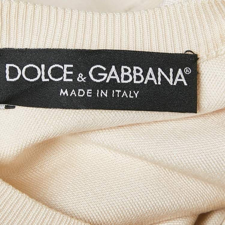 Pre Owned Dolce & Gabbana Cream Printed Silk Sleeveless Mini Dress S