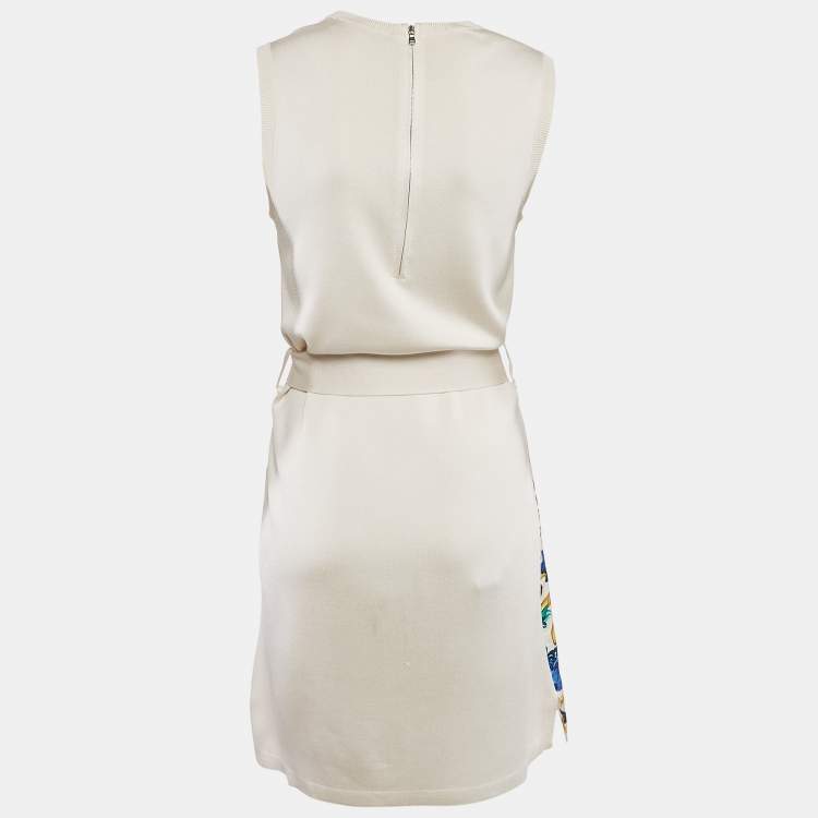 Pre Owned Dolce & Gabbana Cream Printed Silk Sleeveless Mini Dress S