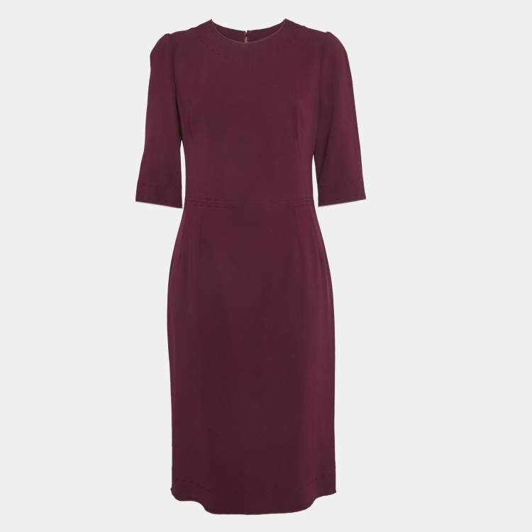 Pre Owned Dolce & Gabbana Purple Crepe Midi Dress L