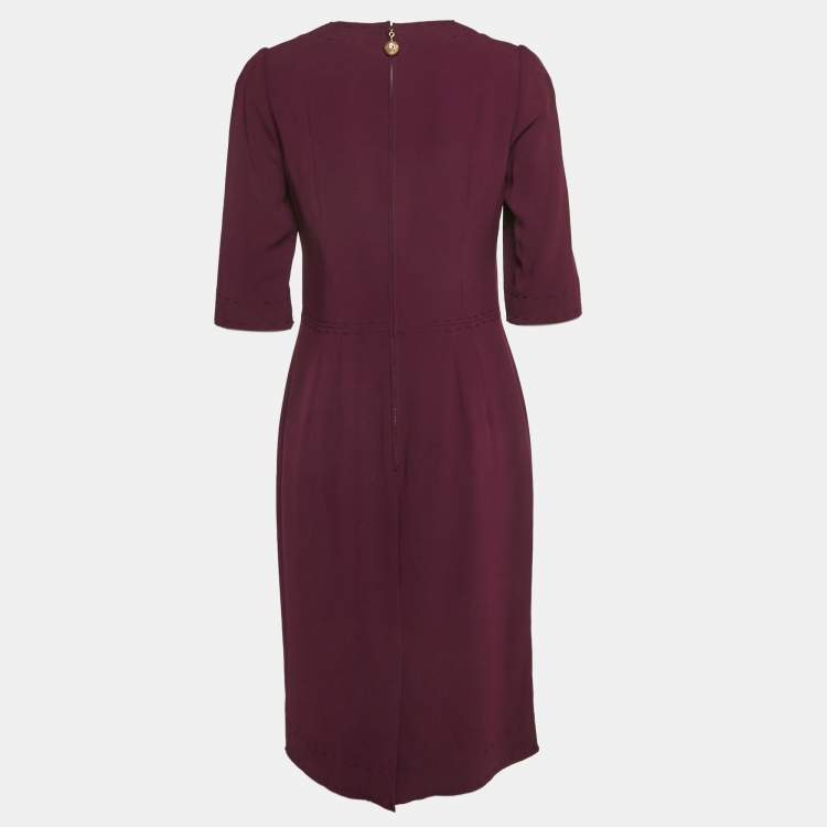 Pre Owned Dolce & Gabbana Purple Crepe Midi Dress L