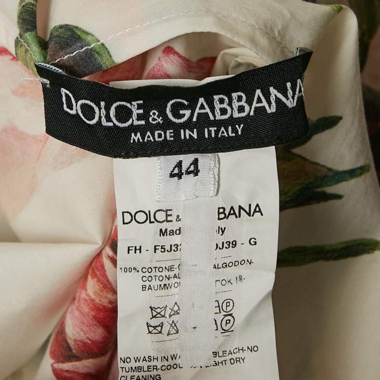 Pre Owned Dolce & Gabbana Multicolor Floral Print Cotton Button Front Blouse M