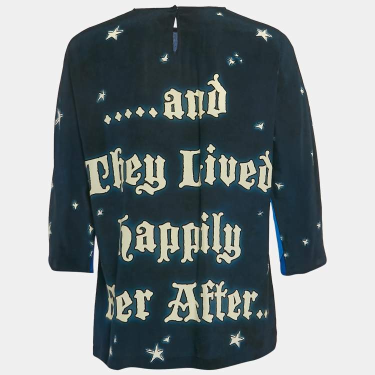 Pre Owned Dolce & Gabbana Blue Printed Silk Top S
