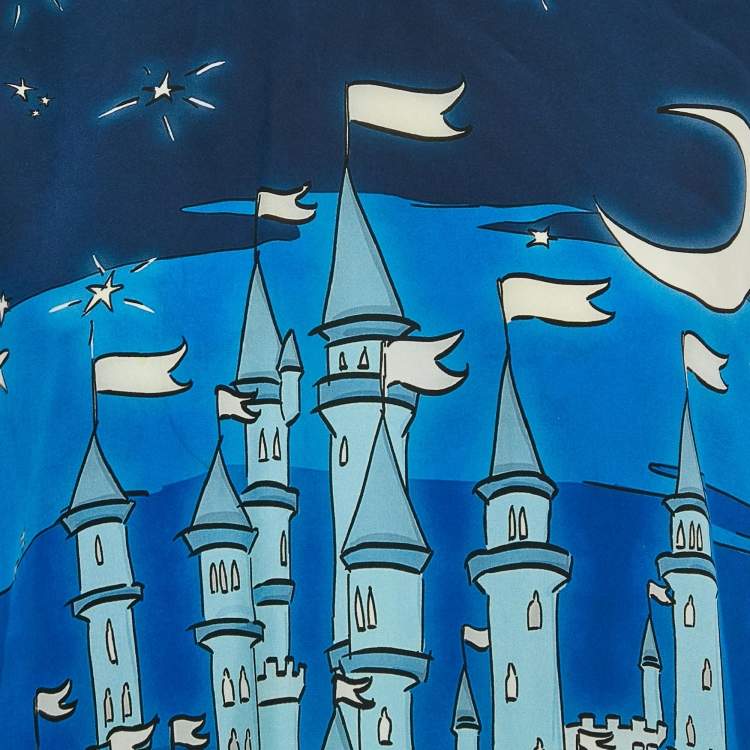 Pre Owned Dolce & Gabbana Blue Printed Silk Top S