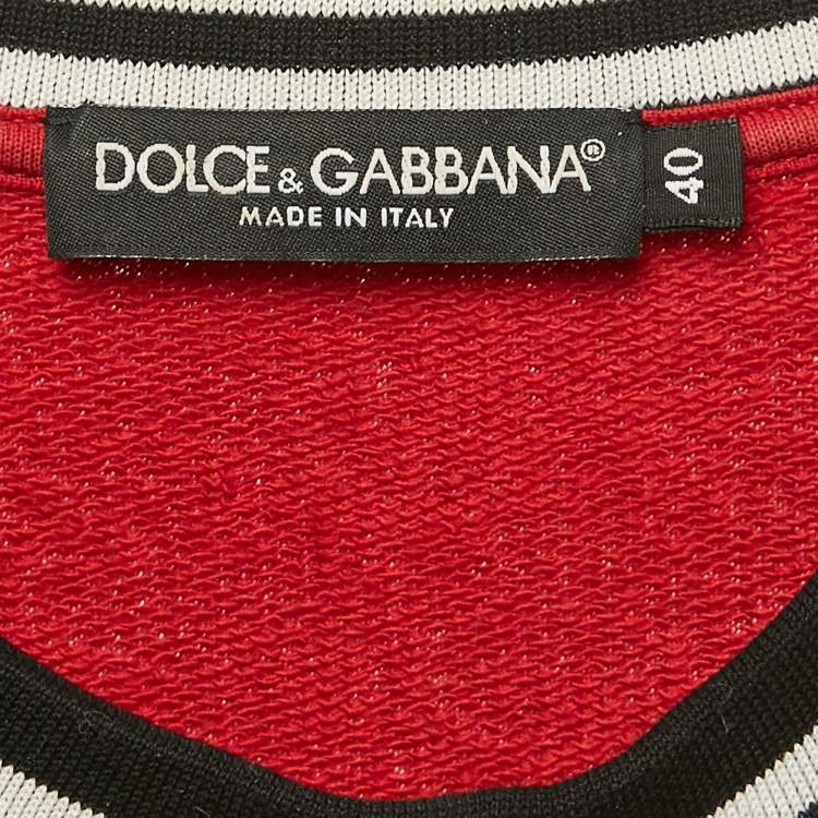 Pre Owned Dolce & Gabbana Red Queen Love Applique Cotton Sweatshirt S