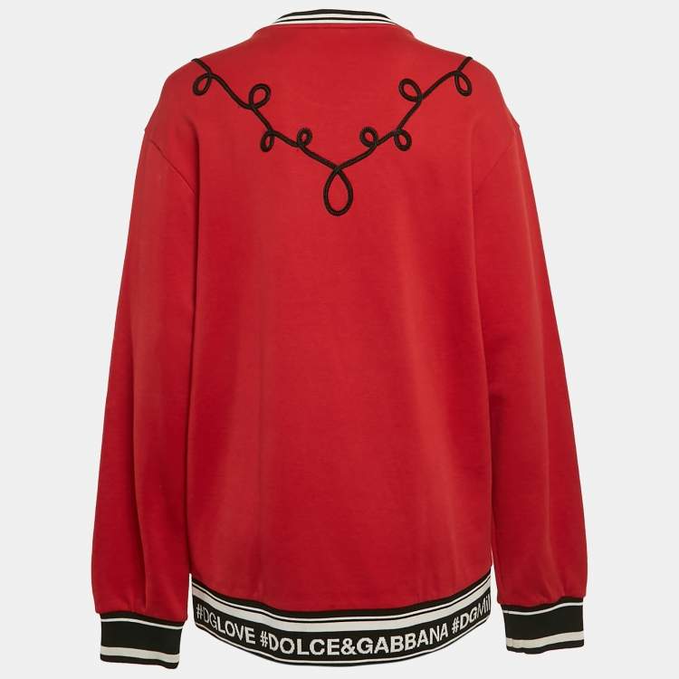 Pre Owned Dolce & Gabbana Red Queen Love Applique Cotton Sweatshirt S