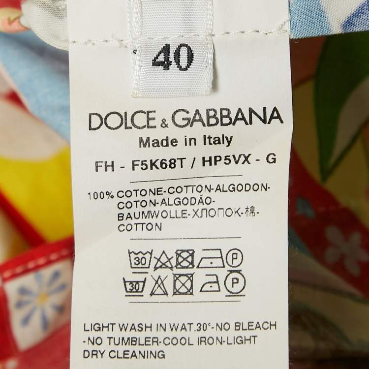 Pre Owned Dolce & Gabbana Red/Blue Carretto Print Cotton Crop Shirt S