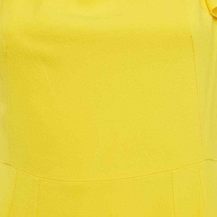 Pre Owned Dolce & Gabbana Yellow Crepe Cap Sleeve Midi Dress L